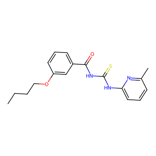 3-butoxy-N-[(6-methylpyridin-2-yl)carbamothioyl]benzamide structure