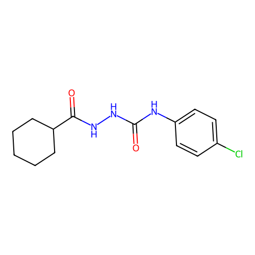 N-(4-chlorophenyl)-2-(cyclohexylcarbonyl)hydrazinecarboxamide structure