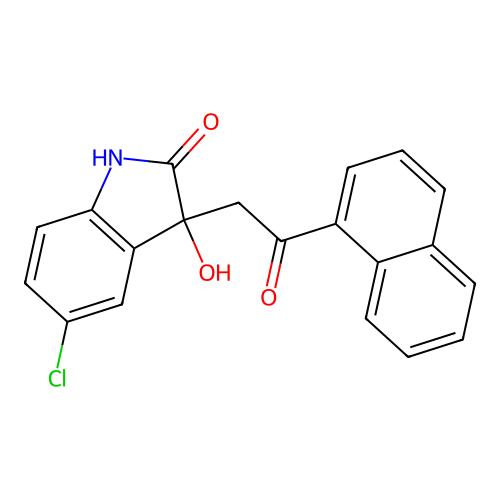 5-chloro-3-hydroxy-3-[2-(1-naphthyl)-2-oxoethyl]-1,3-dihydro-2H-indol-2-one structure