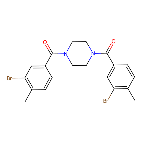 Piperazine-1,4-diylbis((3-bromo-4-methylphenyl)methanone) structure