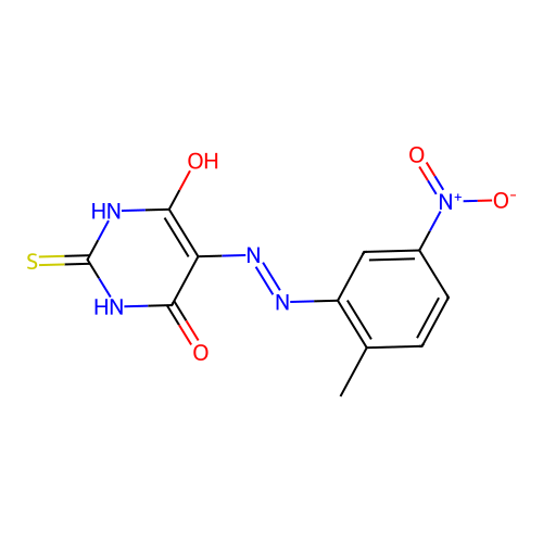 5-[(2-methyl-5-nitrophenyl)hydrazono]-2-thioxodihydro-4,6(1H,5H)-pyrimidinedione structure