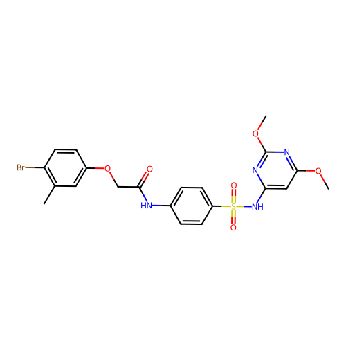 2-(4-bromo-3-methylphenoxy)-N-{4-[(2,6-dimethoxypyrimidin-4-yl)sulfamoyl]phenyl}acetamide structure