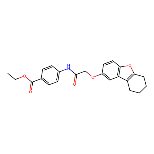 Ethyl 4-{[(6,7,8,9-tetrahydrodibenzo[b,d]furan-2-yloxy)acetyl]amino}benzoate structure
