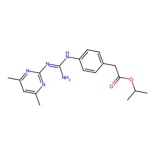 propan-2-yl {4-[N'-(4,6-dimethylpyrimidin-2-yl)carbamimidamido]phenyl}acetate structure