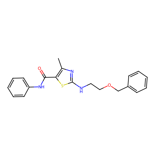 2-{[2-(benzyloxy)ethyl]amino}-4-methyl-N-phenyl-1,3-thiazole-5-carboxamide structure