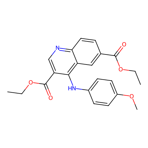Diethyl 4-((4-methoxyphenyl)amino)quinoline-3,6-dicarboxylate structure