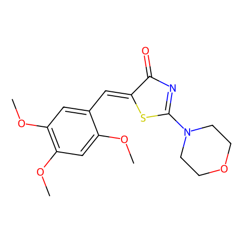 (5Z)-2-(morpholin-4-yl)-5-(2,4,5-trimethoxybenzylidene)-1,3-thiazol-4(5H)-one structure