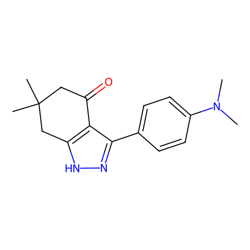 3-[4-(dimethylamino)phenyl]-6,6-dimethyl-2,5,6,7-tetrahydro-4H-indazol-4-one structure