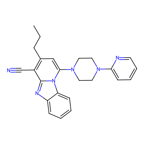 3-propyl-1-(4-pyridin-2-ylpiperazin-1-yl)pyrido[1,2-a]benzimidazole-4-carbonitrile structure