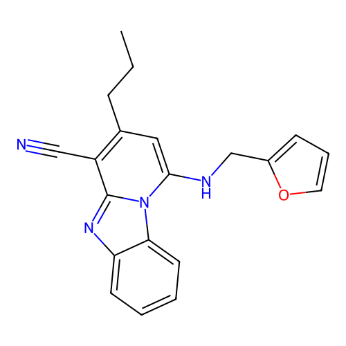 1-[(Furan-2-ylmethyl)amino]-3-propylpyrido[1,2-a]benzimidazole-4-carbonitrile structure