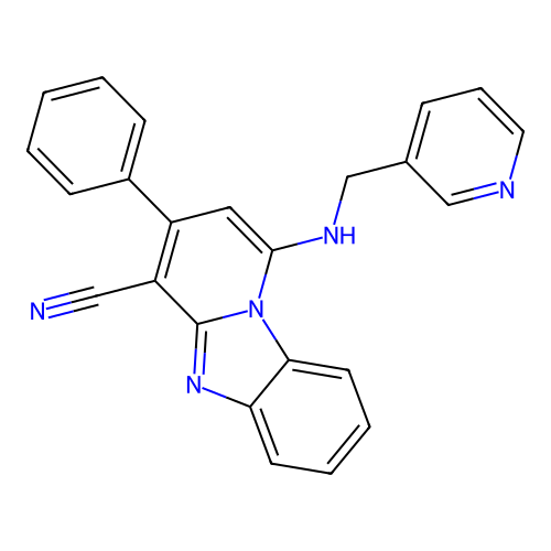 3-Phenyl-1-[(pyridin-3-ylmethyl)amino]pyrido[1,2-a]benzimidazole-4-carbonitrile structure