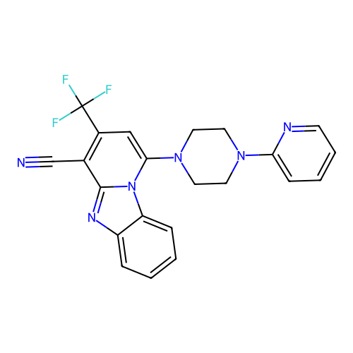 1-[4-(2-PYRIDINYL)-1-PIPERAZINYL]-3-(TRIFLUOROMETHYL)PYRIDO[1,2-A]BENZIMIDAZOLE-4-CARBONITRILE structure