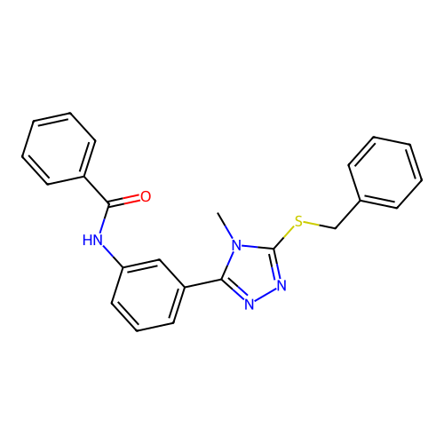 N-{3-[5-(benzylsulfanyl)-4-methyl-4H-1,2,4-triazol-3-yl]phenyl}benzamide structure