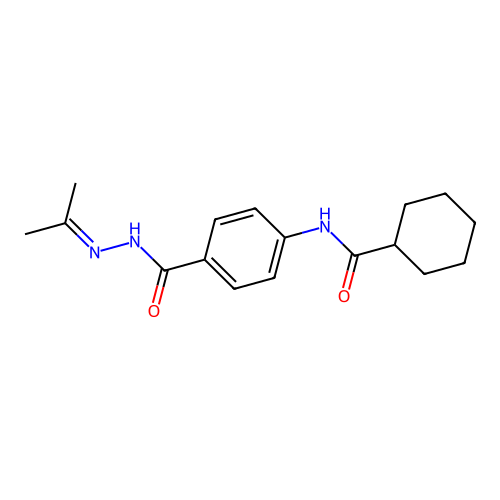N-(4-{[2-(propan-2-ylidene)hydrazinyl]carbonyl}phenyl)cyclohexanecarboxamide structure