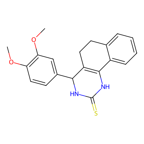 4-(3,4-dimethoxyphenyl)-3,4,5,6-tetrahydro-1H-benzo[h]quinazoline-2-thione structure