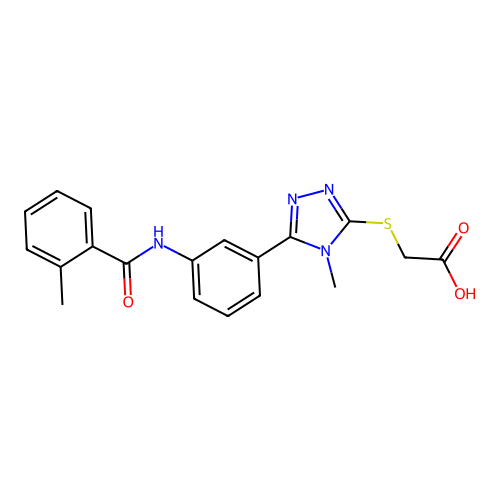 2-((4-methyl-5-(3-(2-methylbenzamido)phenyl)-4H-1,2,4-triazol-3-yl)thio)acetic acid structure