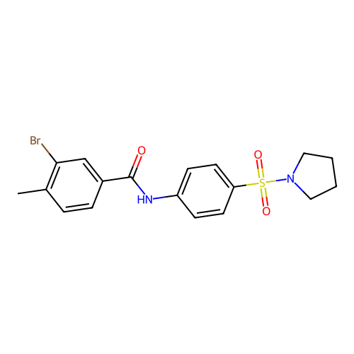 3-bromo-4-methyl-N-[4-(pyrrolidin-1-ylsulfonyl)phenyl]benzamide structure