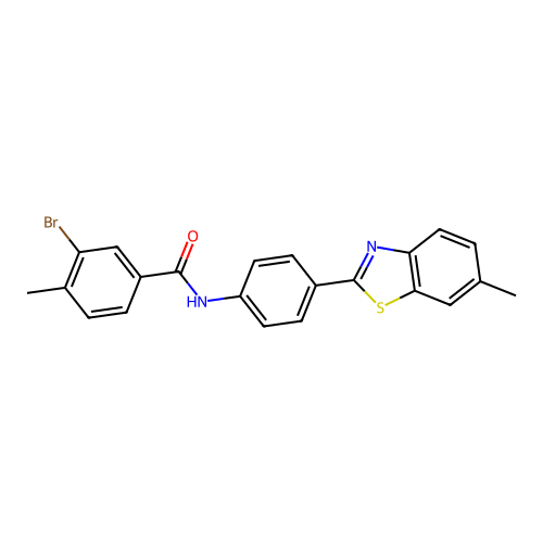 3-bromo-4-methyl-N-[4-(6-methyl-1,3-benzothiazol-2-yl)phenyl]benzamide structure