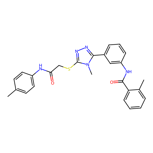 2-methyl-N-{3-[4-methyl-5-({2-[(4-methylphenyl)amino]-2-oxoethyl}sulfanyl)-4H-1,2,4-triazol-3-yl]phenyl}benzamide structure