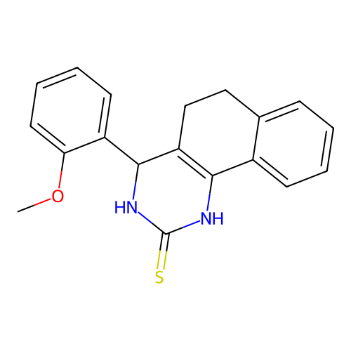 4-(2-methoxyphenyl)-3,4,5,6-tetrahydrobenzo[h]quinazoline-2(1H)-thione structure