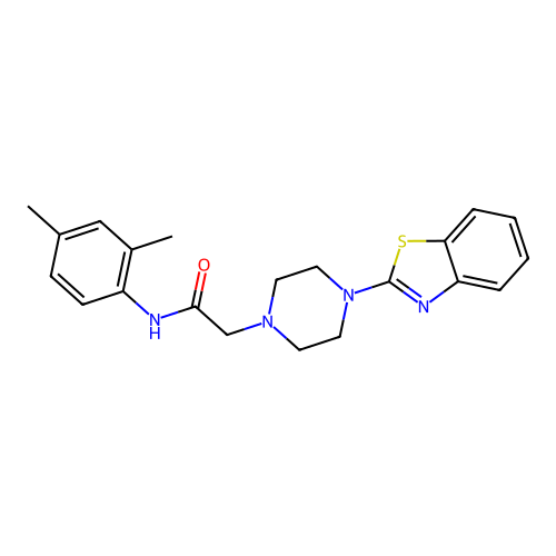 2-[4-(1,3-benzothiazol-2-yl)piperazin-1-yl]-N-(2,4-dimethylphenyl)acetamide structure