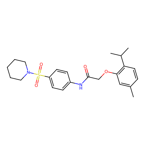2-(2-isopropyl-5-methylphenoxy)-N-[4-(1-piperidinylsulfonyl)phenyl]acetamide structure