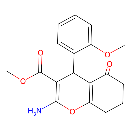methyl 2-amino-4-(2-methoxyphenyl)-5-oxo-5,6,7,8-tetrahydro-4H-chromene-3-carboxylate structure