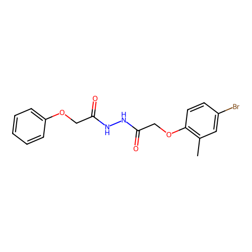 2-(4-bromo-2-methylphenoxy)-N'-(phenoxyacetyl)acetohydrazide structure