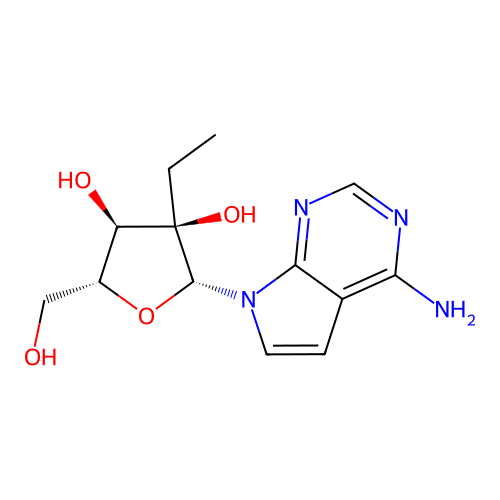 4-Amino-7-(2-C-ethyl-beta-D-ribofuranosyl)-7H-pyrrolo[2,3-d]pyrimidine structure