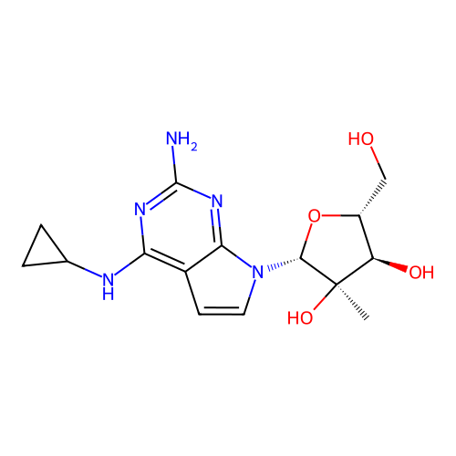 7H-PYRROLO[2,3-D]PYRIMIDINE-2,4-DIAMINE,N4-CYCLOPROPYL-7-(2-C-METHYL-B-D-RIBOFURANOSYL)- structure