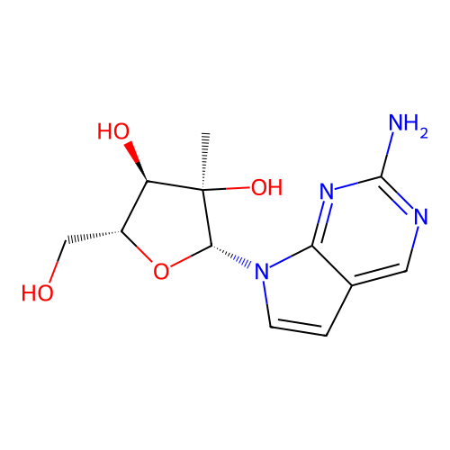 7-(2-C-Methyl-b-D-ribofuranosyl)-7H-pyrrolo[2,3-d]pyrimidin-2-amine structure