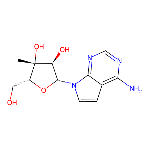 7-(3-C-methyl-|A-D-xylofuranosyl)-7H-pyrrolo[2,3-d]pyrimidin-4-amine structure