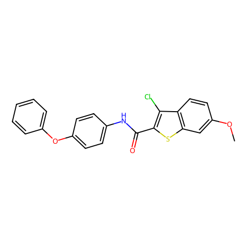 3-chloro-6-methoxy-N-(4-phenoxyphenyl)-1-benzothiophene-2-carboxamide structure