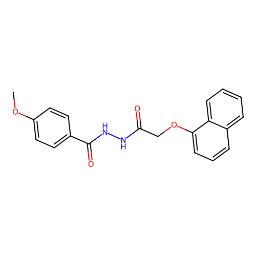 N-[(4-methoxyphenyl)carbonylamino]-2-naphthyloxyacetamide structure