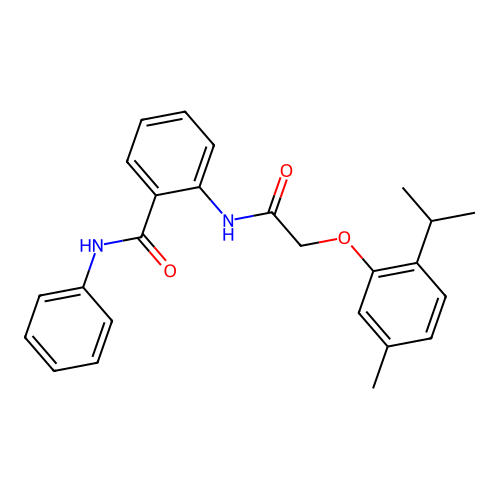 2-{[(2-isopropyl-5-methylphenoxy)acetyl]amino}-N-phenylbenzamide structure