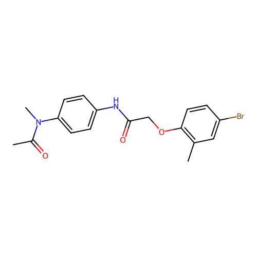 N-{4-[acetyl(methyl)amino]phenyl}-2-(4-bromo-2-methylphenoxy)acetamide structure