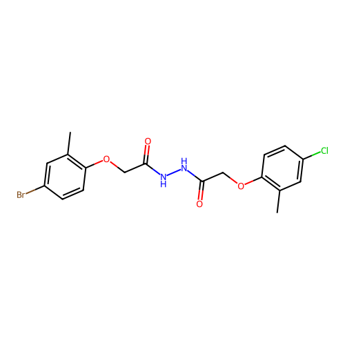 2-(4-bromo-2-methylphenoxy)-N'-[(4-chloro-2-methylphenoxy)acetyl]acetohydrazide structure