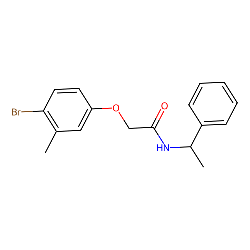 2-(4-bromo-3-methylphenoxy)-N-(1-phenylethyl)acetamide structure
