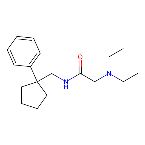 2-(diethylamino)-N-[(1-phenylcyclopentyl)methyl]acetamide structure