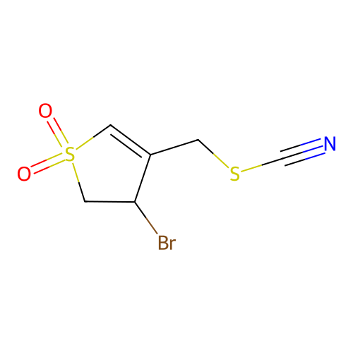 (3-Bromo-1,1-dioxo-2,3-dihydrothiophen-4-yl)methyl thiocyanate structure