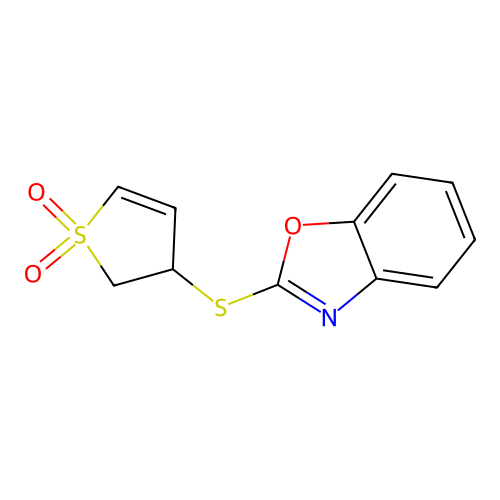 3-(1,3-Benzoxazol-2-ylsulfanyl)-2,3-dihydrothiophene 1,1-dioxide structure