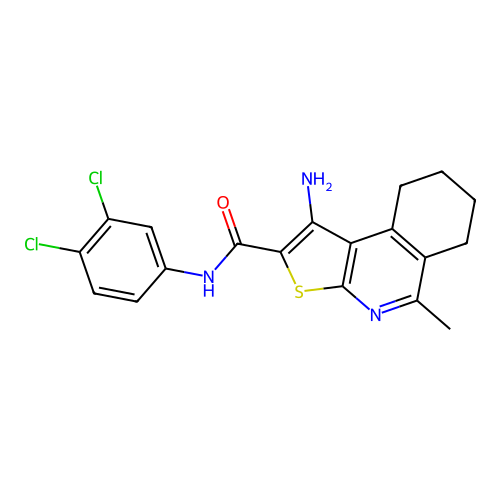 1-amino-N-(3,4-dichlorophenyl)-5-methyl-6,7,8,9-tetrahydrothieno[2,3-c]isoquinoline-2-carboxamide structure