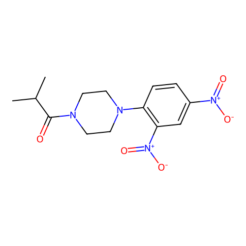 1-[4-(2,4-Dinitrophenyl)piperazin-1-yl]-2-methylpropan-1-one structure