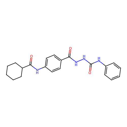 2-{4-[(cyclohexylcarbonyl)amino]benzoyl}-N-phenylhydrazinecarboxamide structure