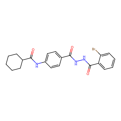 N-(4-{[2-(2-bromobenzoyl)hydrazino]carbonyl}phenyl)cyclohexanecarboxamide structure