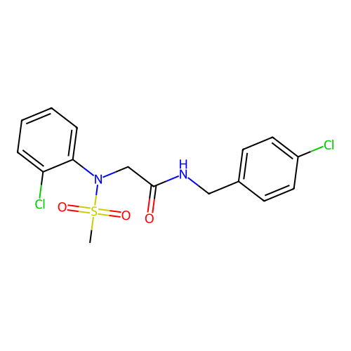 2-(2-chloro-N-methylsulfonylanilino)-N-[(4-chlorophenyl)methyl]acetamide structure
