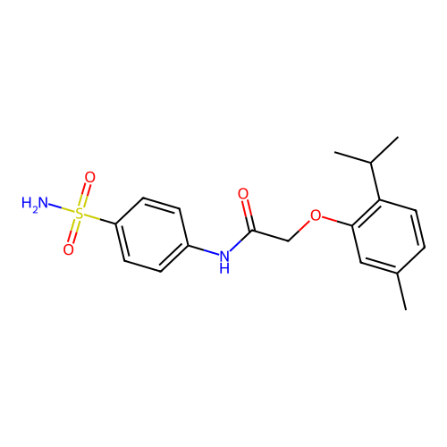 N-[4-(aminosulfonyl)phenyl]-2-(2-isopropyl-5-methylphenoxy)acetamide structure