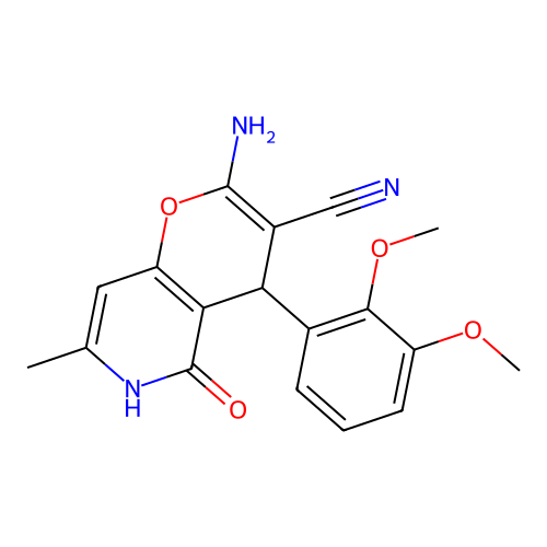 2-amino-4-(2,3-dimethoxyphenyl)-7-methyl-5-oxo-5,6-dihydro-4H-pyrano[3,2-c]pyridine-3-carbonitrile structure