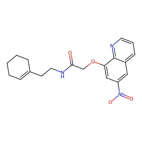 N-[2-(cyclohex-1-en-1-yl)ethyl]-2-[(6-nitroquinolin-8-yl)oxy]acetamide structure