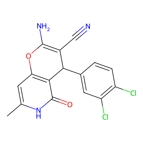 2-amino-4-(3,4-dichlorophenyl)-5-hydroxy-7-methyl-4H-pyrano[3,2-c]pyridine-3-carbonitrile structure